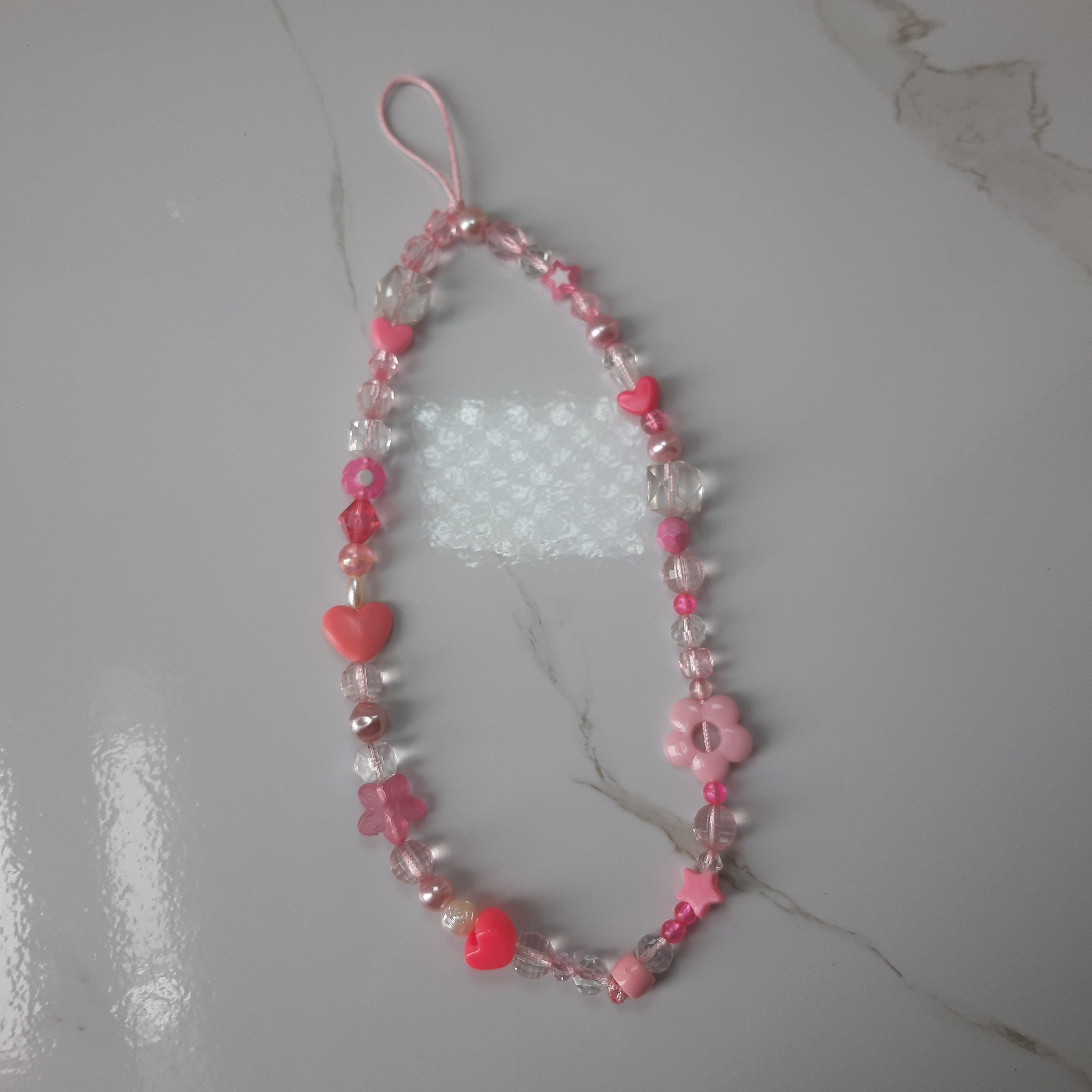 Pink Charms Phone Strap