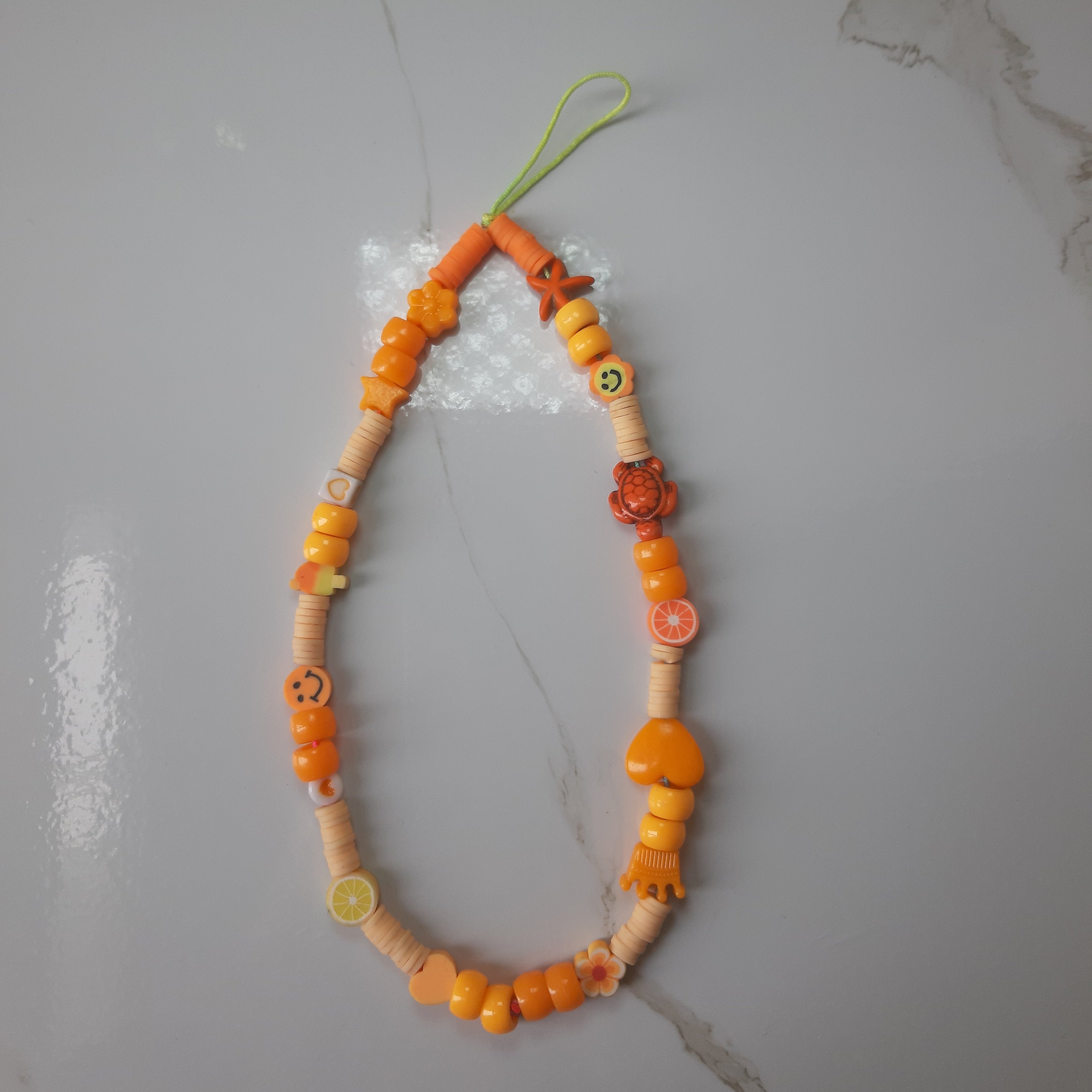 Orange Charms Phone Strap