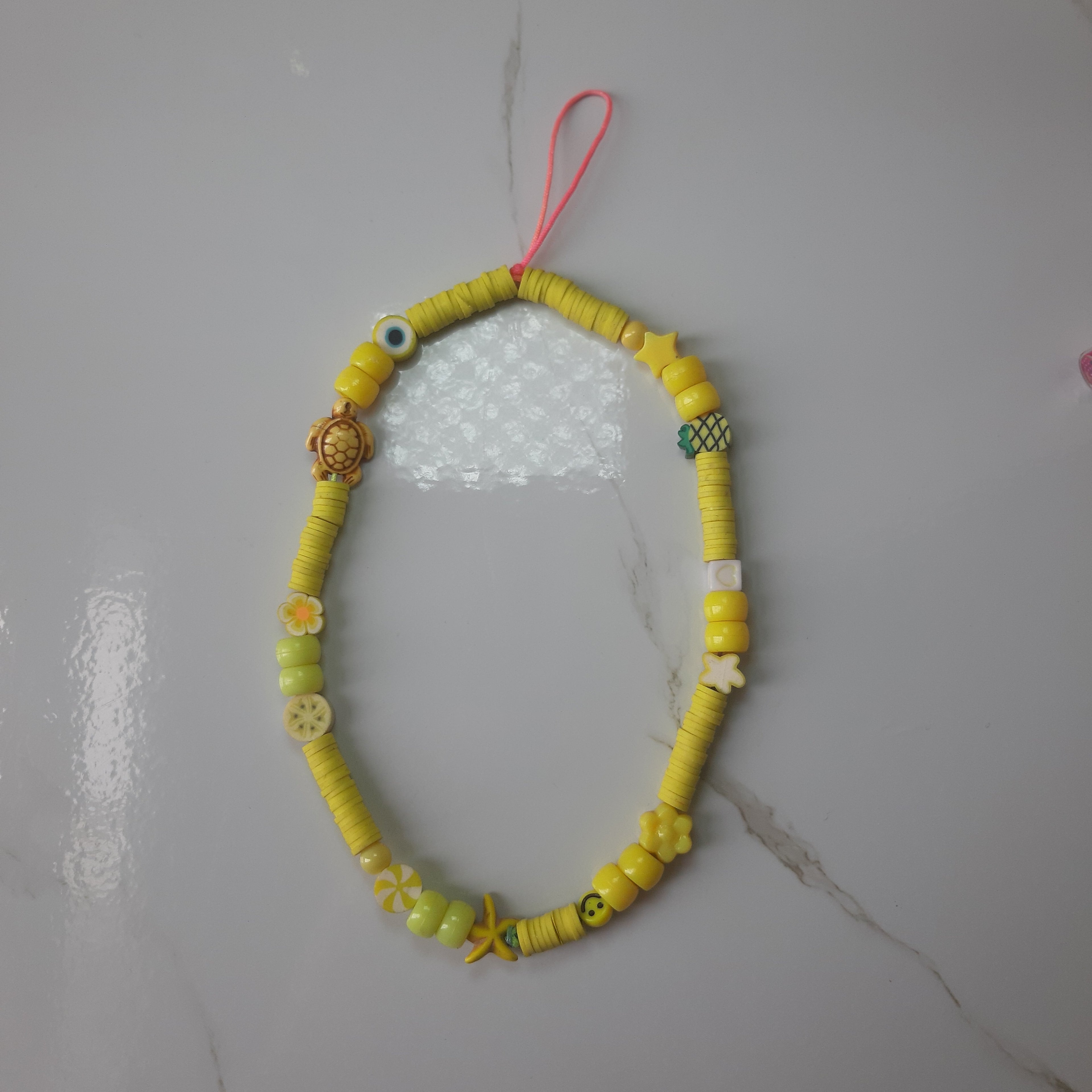 Yellow Charms Phone Strap