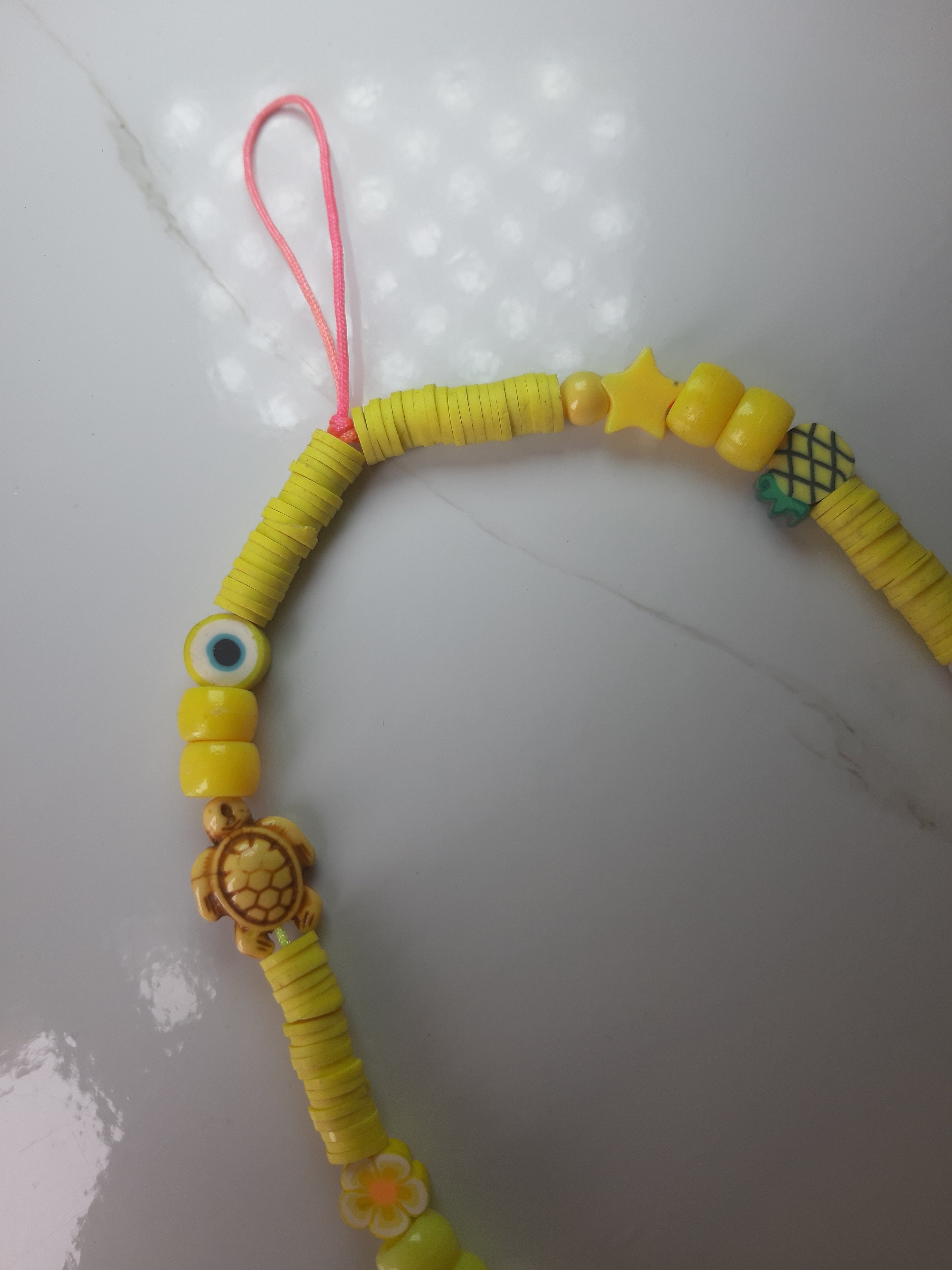 Yellow Charms Phone Strap